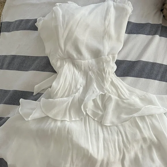 white dresses for graduation cheap A-Line/Princess Cowl Neck Chiffon Cocktail Dresses Little White Dresses Ankle-Length Sleeveless Graduation Dress, Ivory